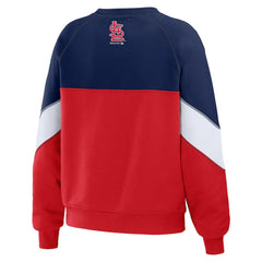 St. Louis Cardinals WEAR by Erin Andrews Women's Color Block Crew Neck Pullover Sweatshirt - Navy/Red