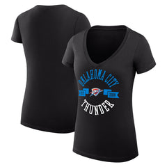 Oklahoma City Thunder G-III 4Her by Carl Banks Women's Super-Slim Fit Lightweight Large City Logo V-Neck T-Shirt - Black for sale