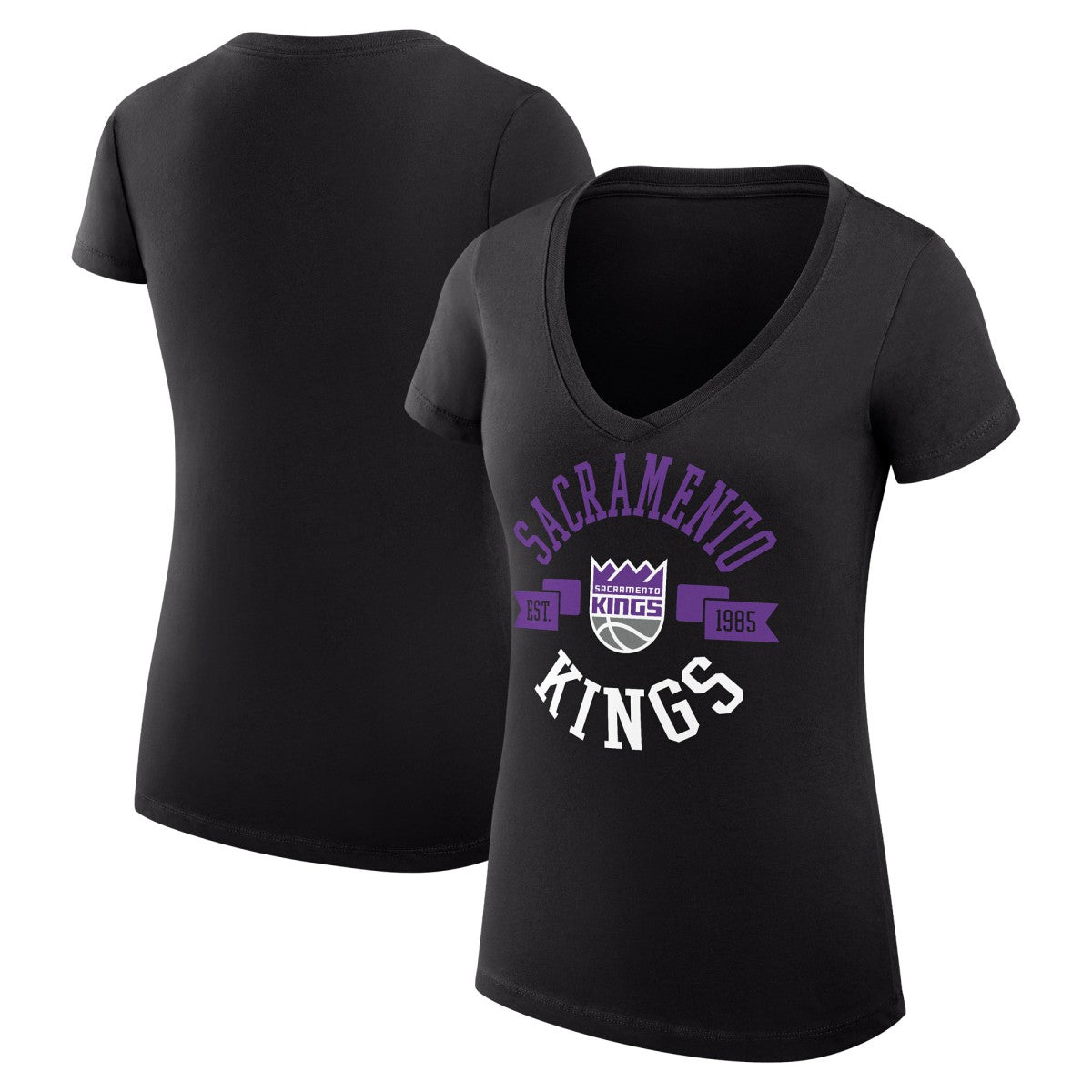 Sacramento Kings G-III 4Her by Carl Banks Women's Super-Slim Fit Lightweight Large City Logo V-Neck T-Shirt - Black online