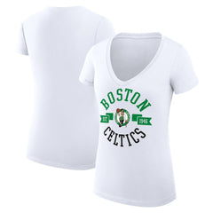 Boston Celtics G-III 4Her by Carl Banks Women's Super-Slim Fit Lightweight Large City Logo V-Neck T-Shirt - White for sale