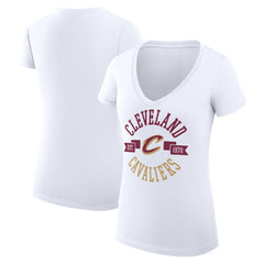 Cleveland Cavaliers G-III 4Her by Carl Banks Women's Super-Slim Fit Lightweight Large City Logo V-Neck T-Shirt sale - White online