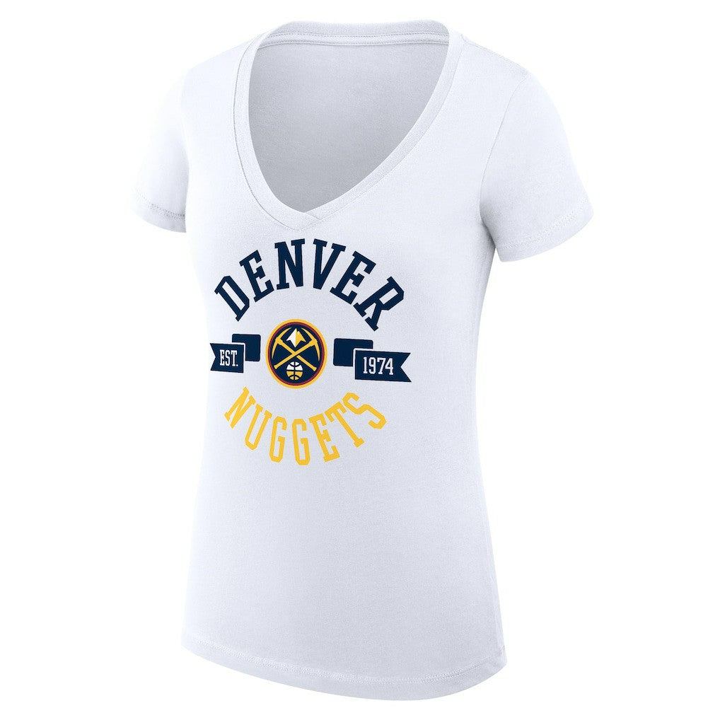 Denver Nuggets G-III 4Her by Carl Banks Women's Super-Slim Fit Lightweight Large City Logo V-Neck T-Shirt sale - White online