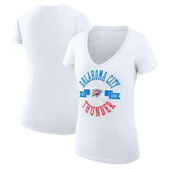 Oklahoma City Thunder G-III 4Her by Carl Banks Women's Super-Slim Fit Lightweight Large City Logo V-Neck T-Shirt - White cheap