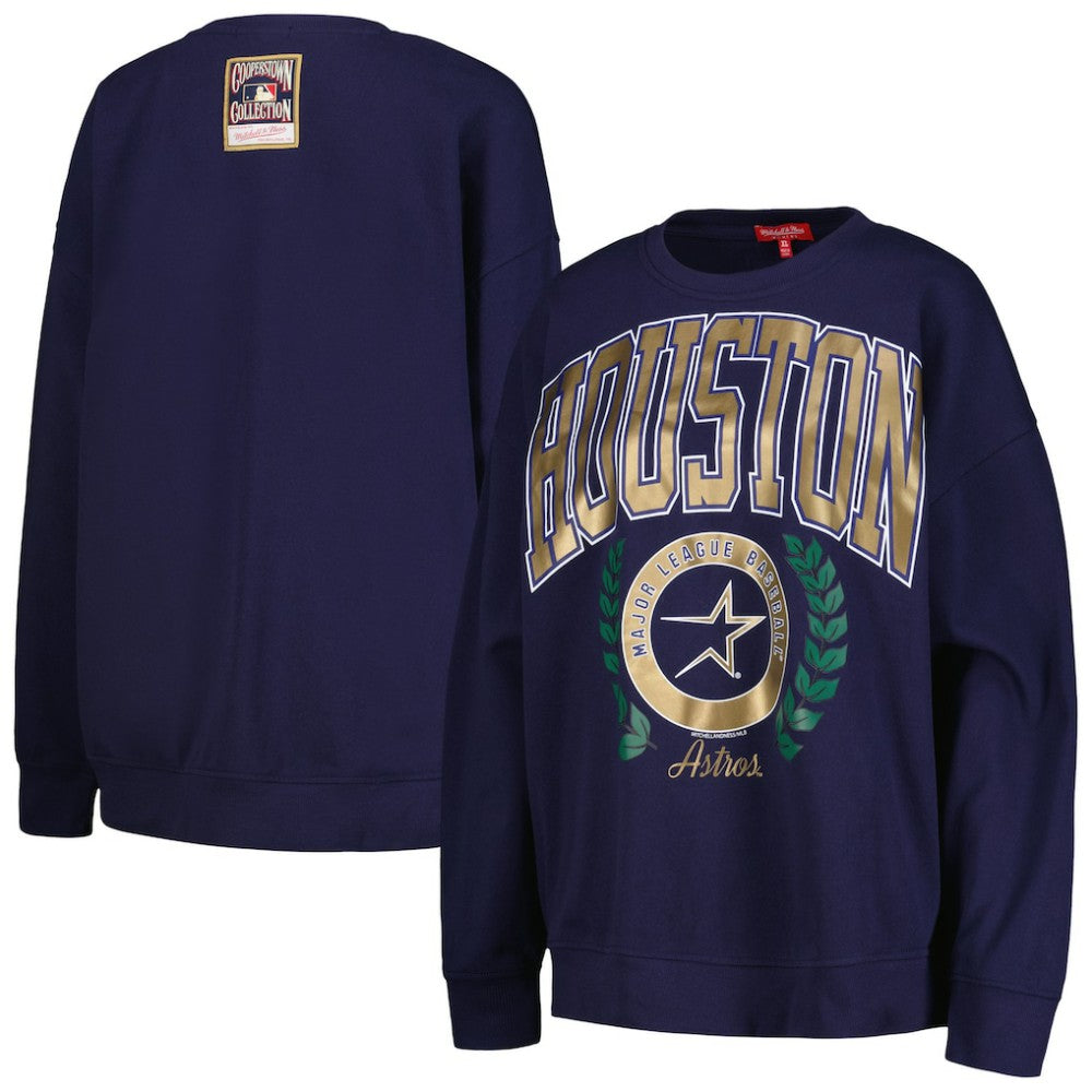 Houston Astros Women's Cooperstown Collection Logo Pullover Sweatshirt - Navy | Mitchell & Ness