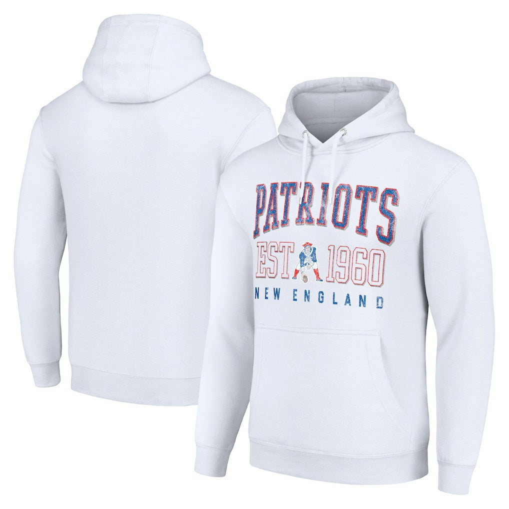 New England Patriots Starter Unisex Throwback Logo Pullover Hoodie - White for sale