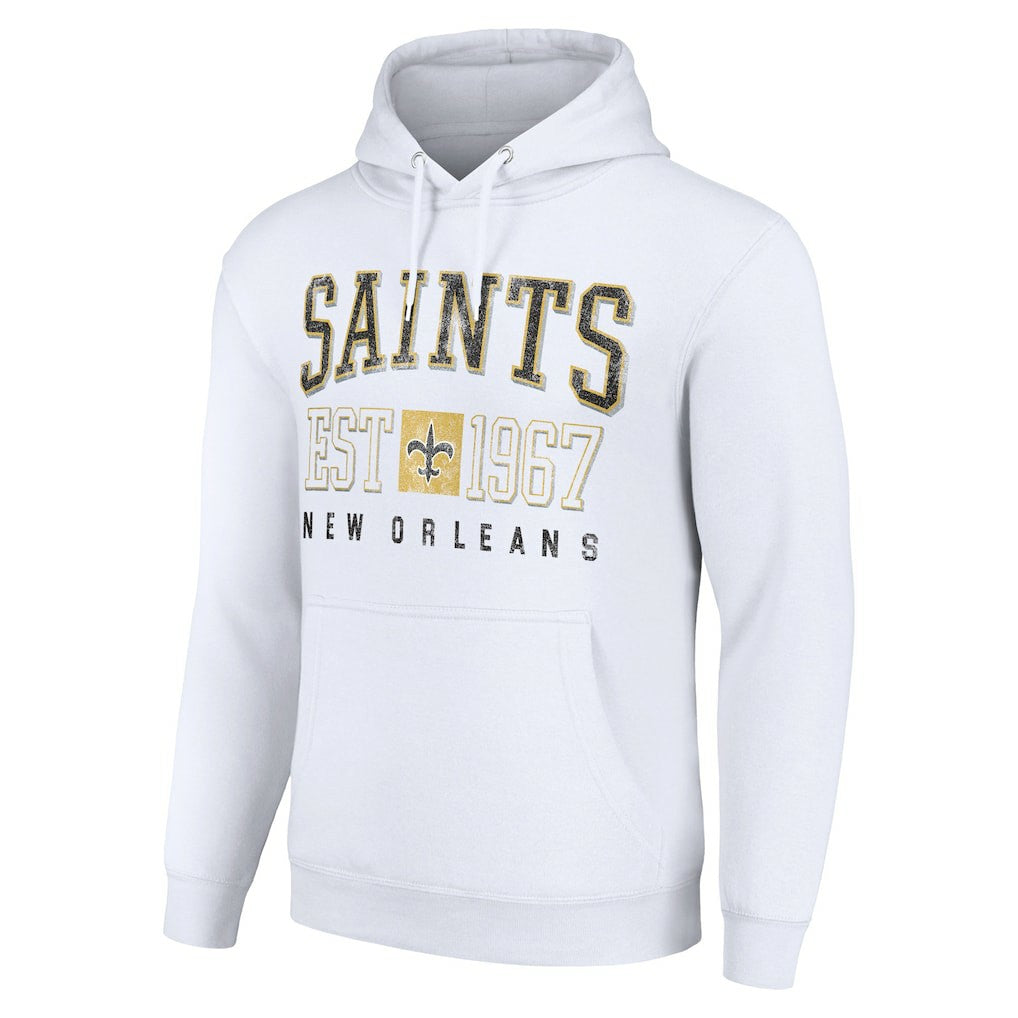 New Orleans Saints Starter Unisex Throwback Logo Pullover Hoodie - White on sale