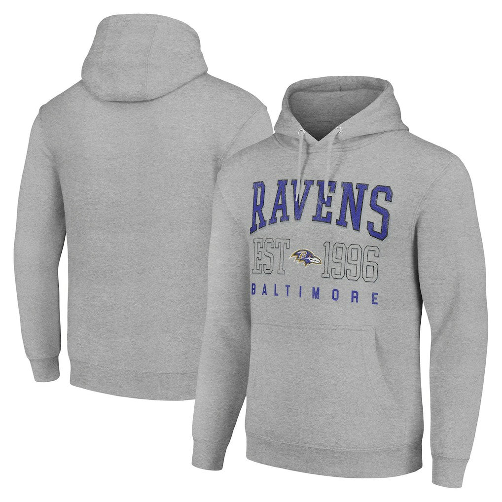 Baltimore Ravens Starter Unisex Throwback Logo Pullover Hoodie - Heather Gray for sale