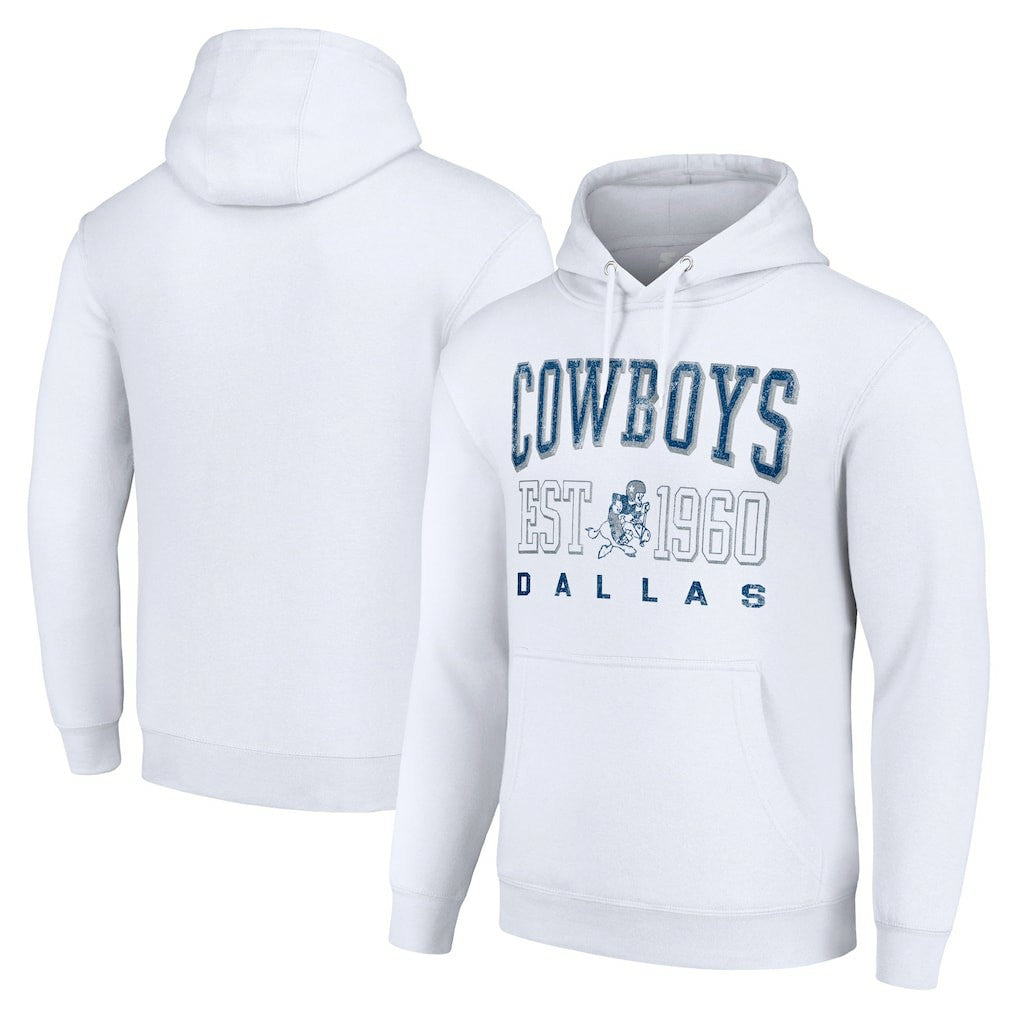 Dallas Cowboys Starter Unisex Throwback Logo Pullover Hoodie - White for sale