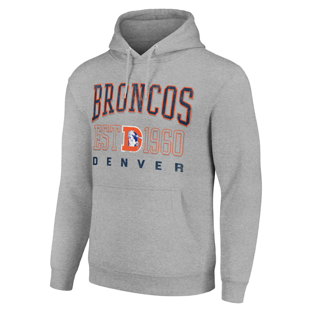 Denver Broncos Starter Unisex Throwback Logo Pullover Hoodie - Heather Gray on sale