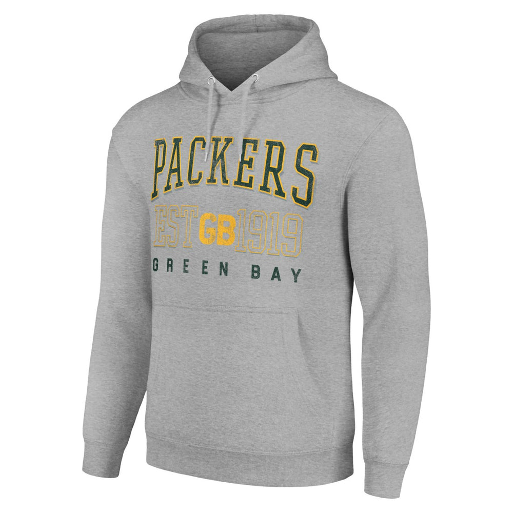 Green Bay Packers Starter Unisex Throwback Logo Pullover Hoodie - Heather Gray for sale