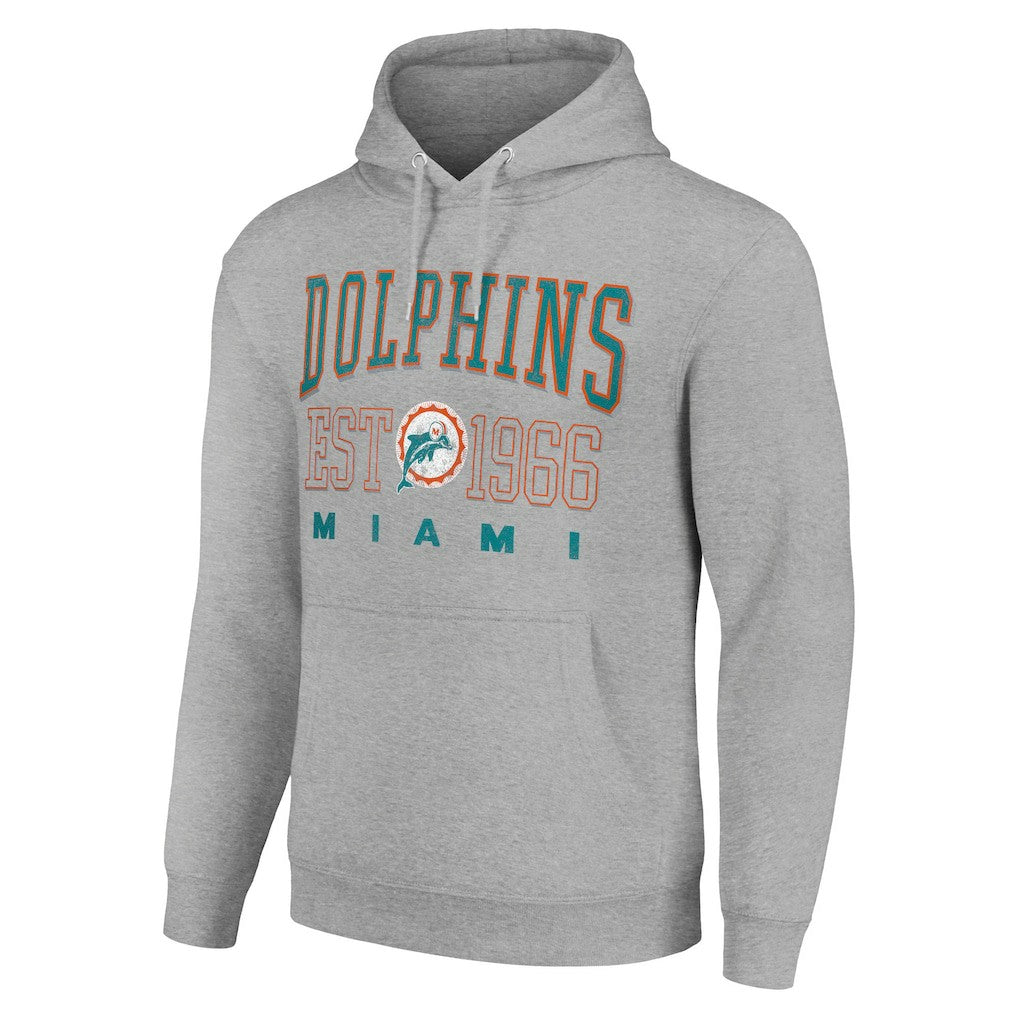 Miami Dolphins Starter Unisex Throwback Logo Pullover Hoodie - Heather Gray discount