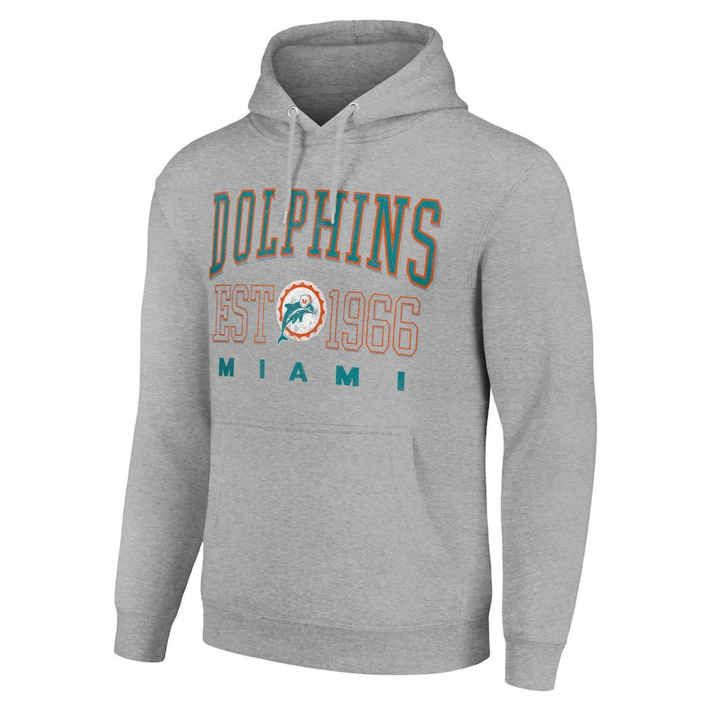 Miami Dolphins Starter Unisex Throwback Logo Pullover Hoodie - Heather Gray discount