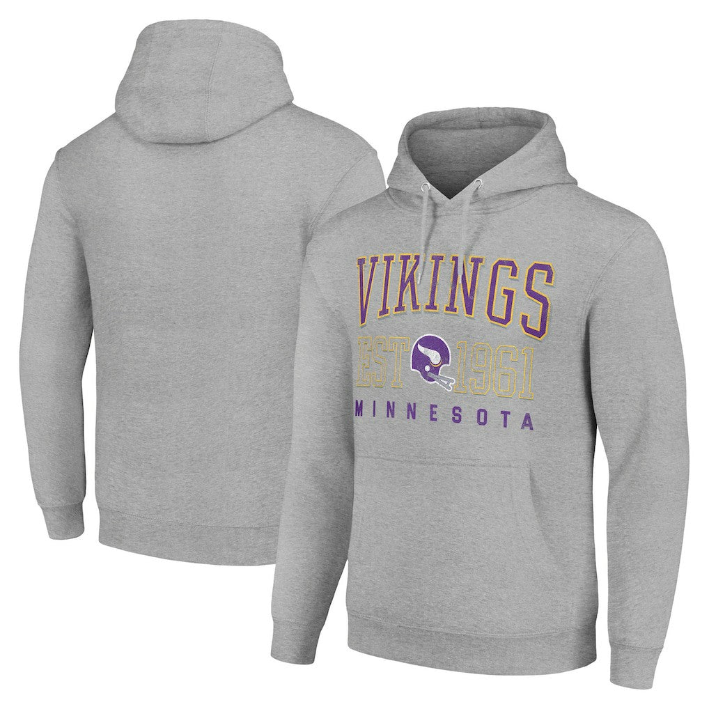 Minnesota Vikings Starter Unisex Throwback Logo Pullover Hoodie - Heather Gray discount