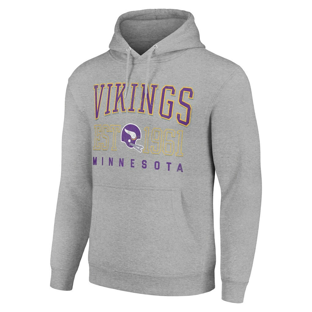 Minnesota Vikings Starter Unisex Throwback Logo Pullover Hoodie - Heather Gray discount