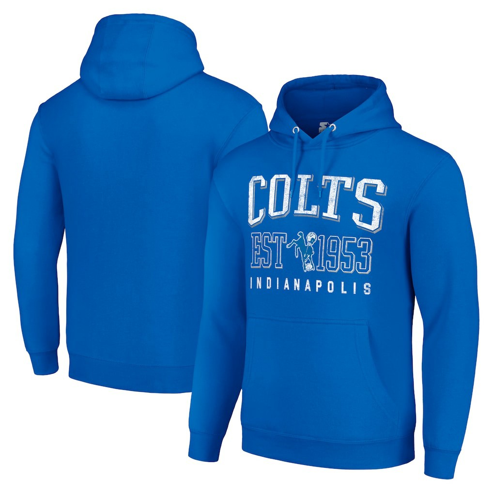Indianapolis Colts Starter Unisex Throwback Logo Pullover Hoodie - Royal outlet