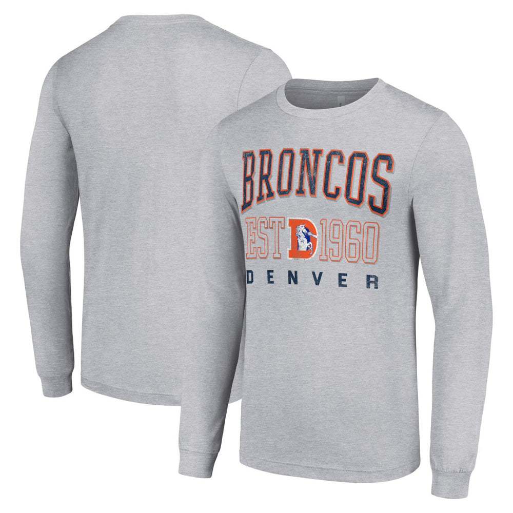 Denver Broncos Starter Throwback Logo Long Sleeve T-Shirt - Heather Gray outlet