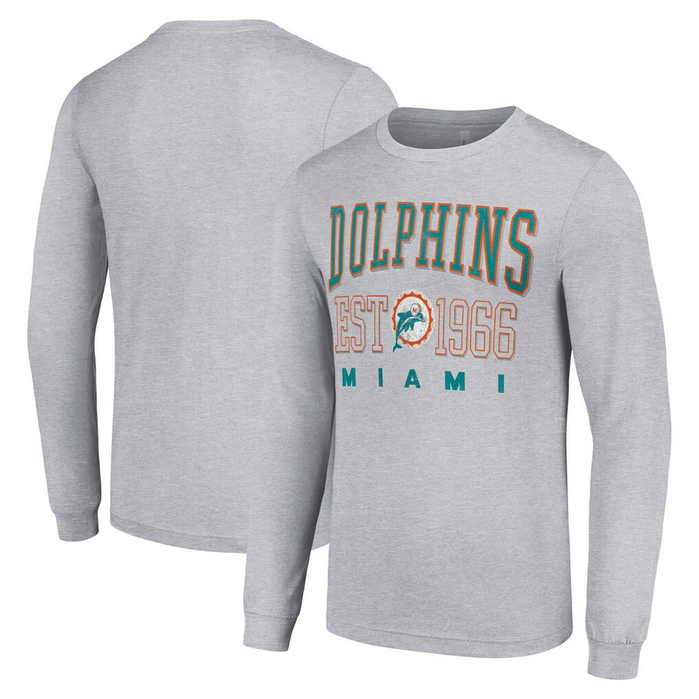 Miami Dolphins Starter Throwback Logo Long Sleeve T-Shirt - Heather Gray sale