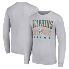 Miami Dolphins Starter Throwback Logo Long Sleeve T-Shirt - Heather Gray sale
