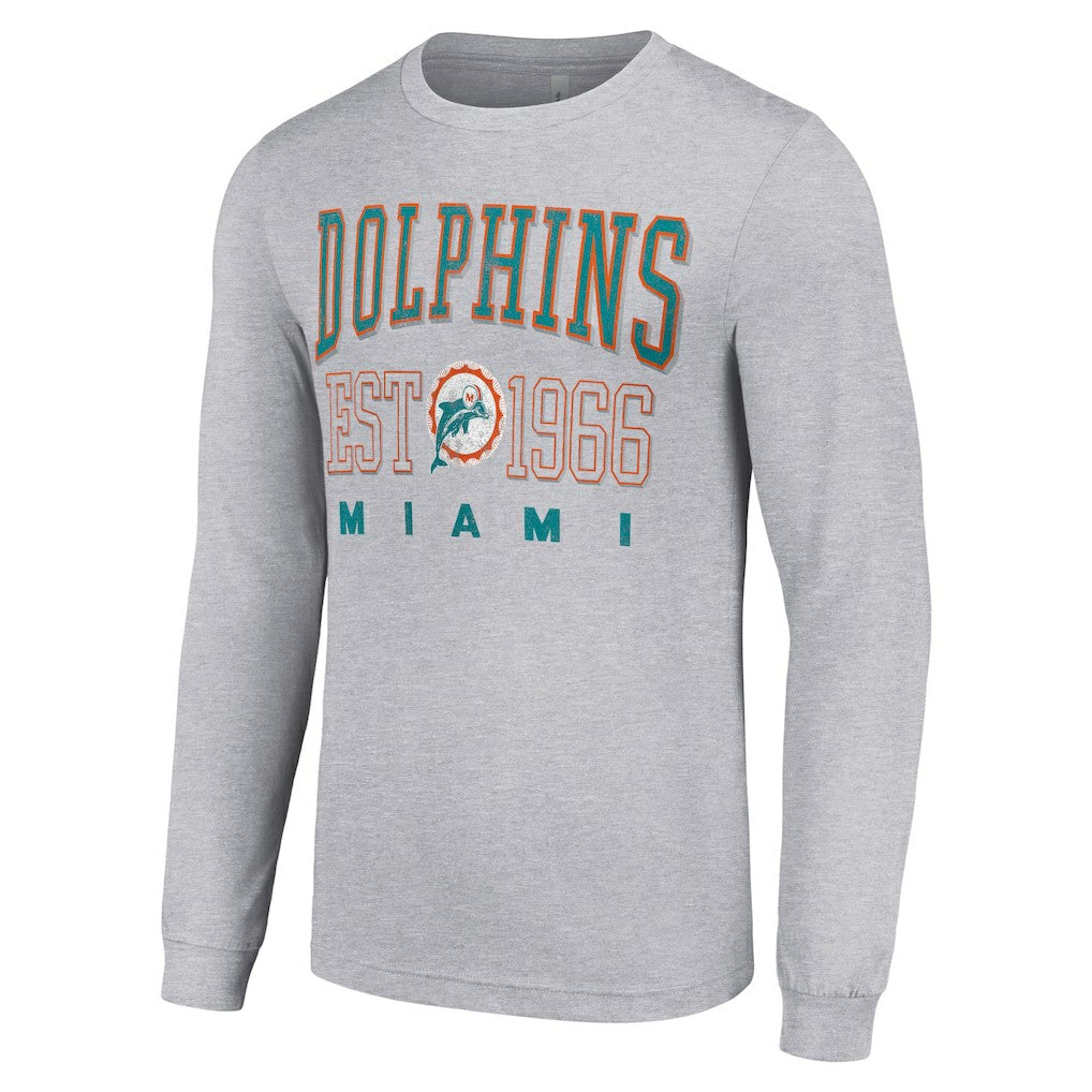 Miami Dolphins Starter Throwback Logo Long Sleeve T-Shirt - Heather Gray sale