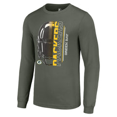 Green Bay Packers Starter Half Helmet Logo Long Sleeve T-Shirt - Green on sale