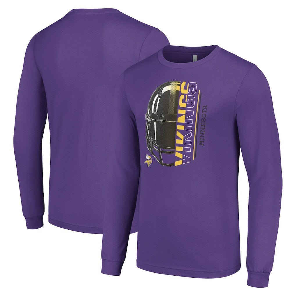 Minnesota Vikings Starter Half Helmet Logo Long Sleeve T-Shirt - Purple outlet