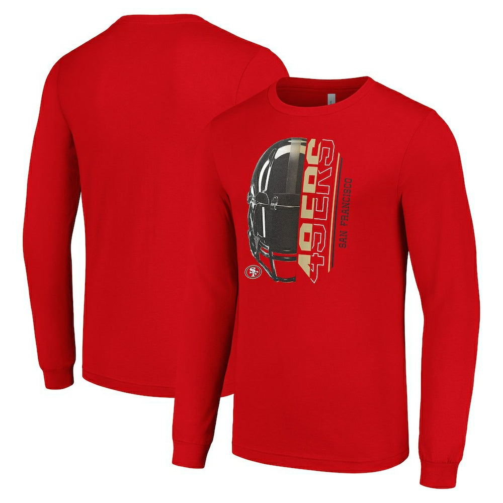 San Francisco 49ers Starter Half Helmet Logo Long Sleeve T-Shirt - Scarlet sale