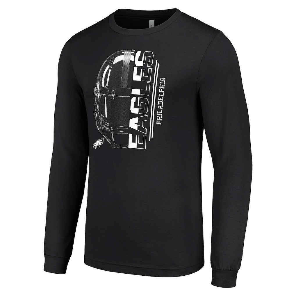 Philadelphia Eagles Starter Half Helmet Logo Long Sleeve T-Shirt - Black on sale