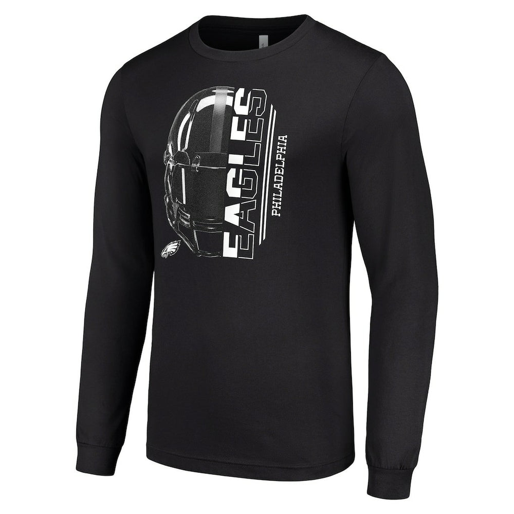 Philadelphia Eagles Starter Half Helmet Logo Long Sleeve T-Shirt - Black on sale