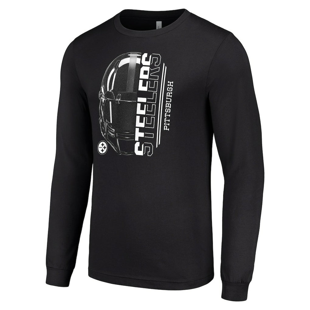 Pittsburgh Steelers Starter Half Helmet Logo Long Sleeve T-Shirt - Black outlet