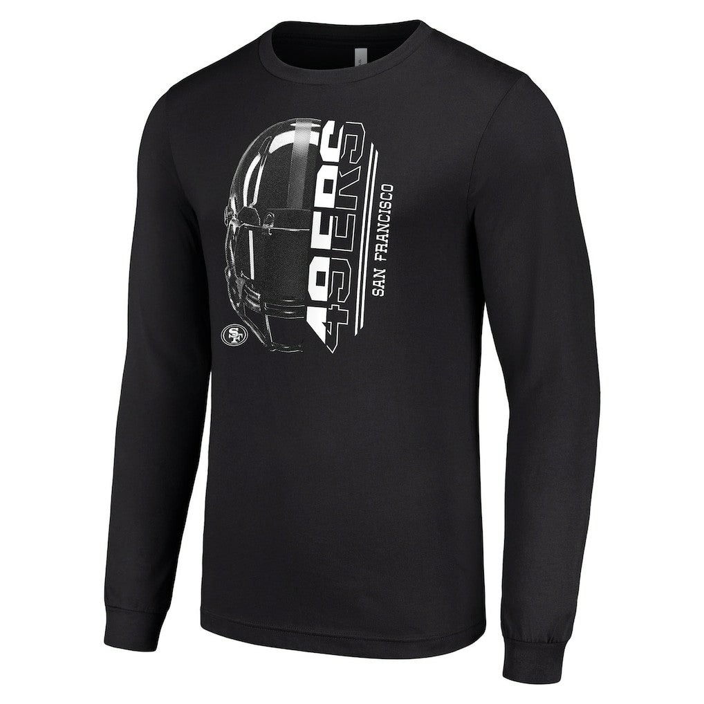 San Francisco 49ers Starter Half Helmet Logo Long Sleeve T-Shirt - Black cheap