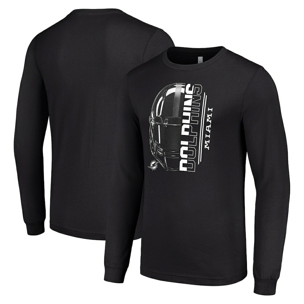 Miami Dolphins Starter Half Helmet Logo Long Sleeve T-Shirt - Black outlet