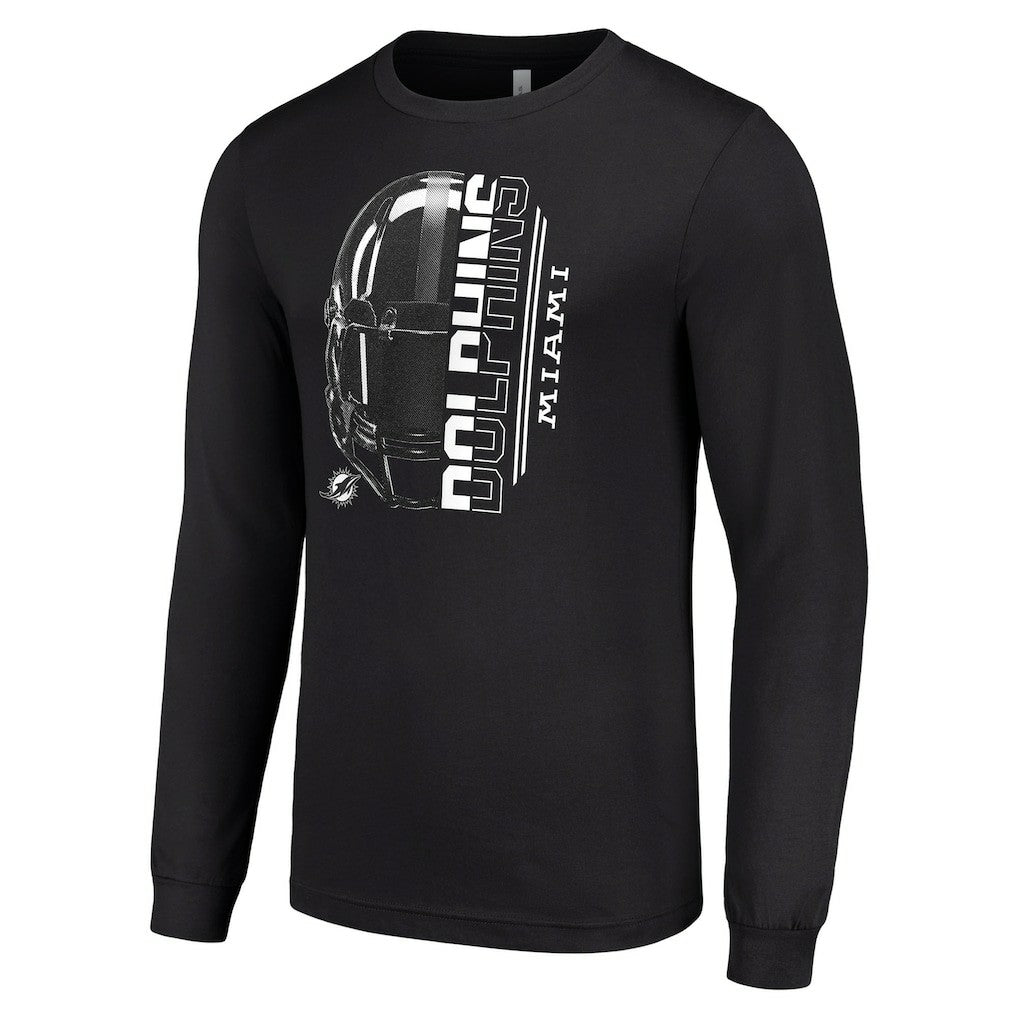 Miami Dolphins Starter Half Helmet Logo Long Sleeve T-Shirt - Black outlet