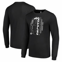 Green Bay Packers Starter Half Helmet Logo Long Sleeve T-Shirt - Black cheap
