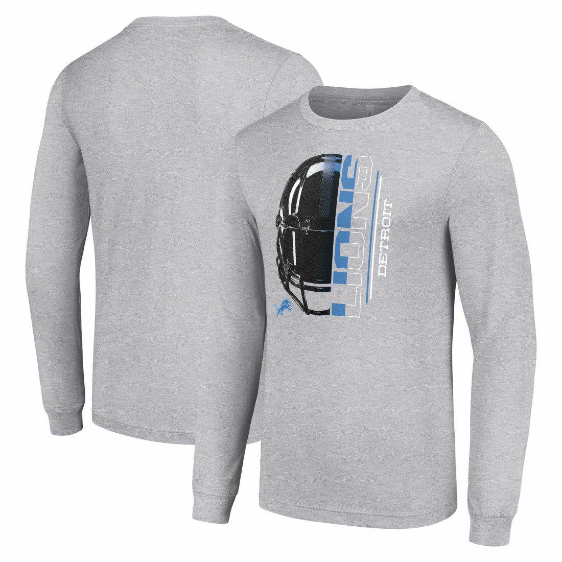 Detroit Lions Starter Half Helmet Logo Long Sleeve Heathered T-Shirt - Heather Gray discount