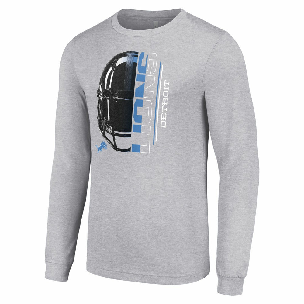 Detroit Lions Starter Half Helmet Logo Long Sleeve Heathered T-Shirt - Heather Gray discount