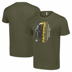 Green Bay Packers Starter Half Helmet Logo T-Shirt - Olive discount