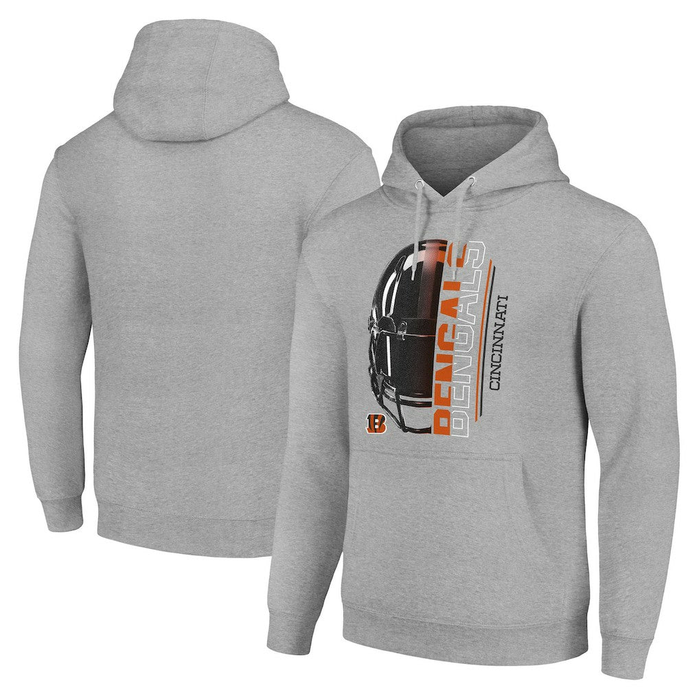 Cincinnati Bengals Starter Unisex Half Helmet Logo Pullover Hoodie - Heather Gray cheap