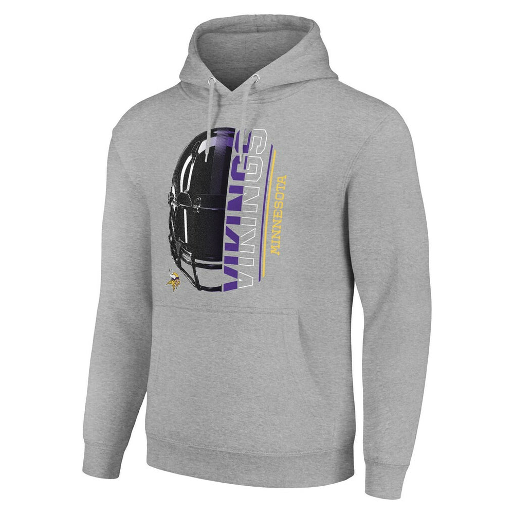 Minnesota Vikings Starter Unisex Half Helmet Logo Pullover Hoodie - Heather Gray on sale