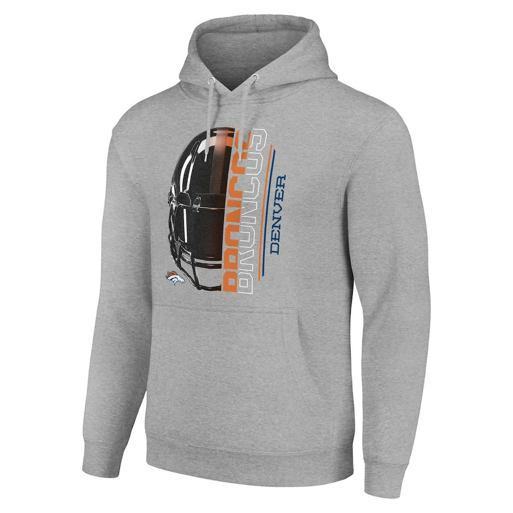Denver Broncos Starter Unisex Half Helmet Logo Pullover Hoodie - Heather Gray online