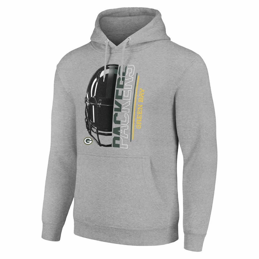Green Bay Packers Starter Unisex Half Helmet Logo Pullover Hoodie - Heather Gray for sale