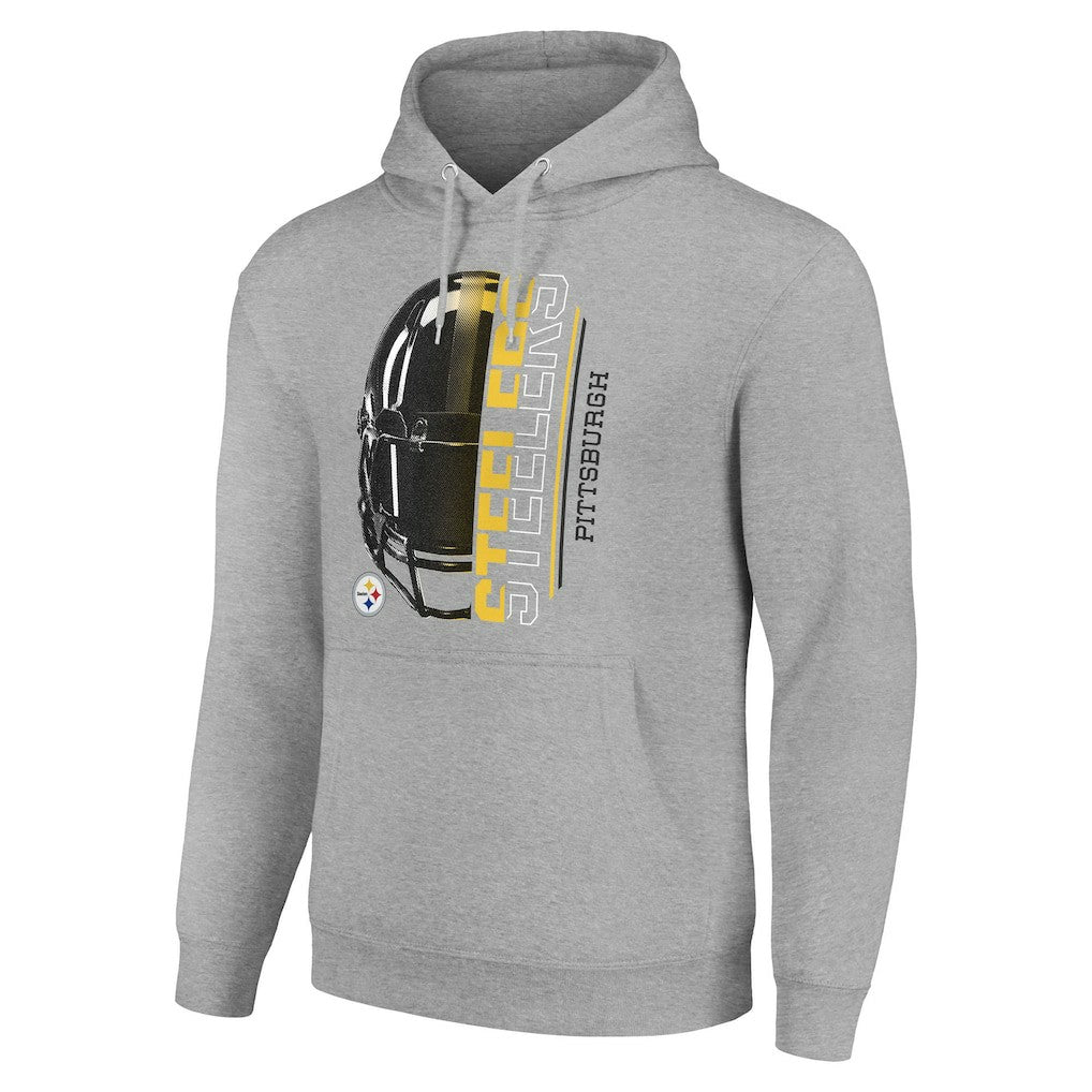 Pittsburgh Steelers Starter Unisex Half Helmet Logo Pullover Hoodie - Heather Gray online