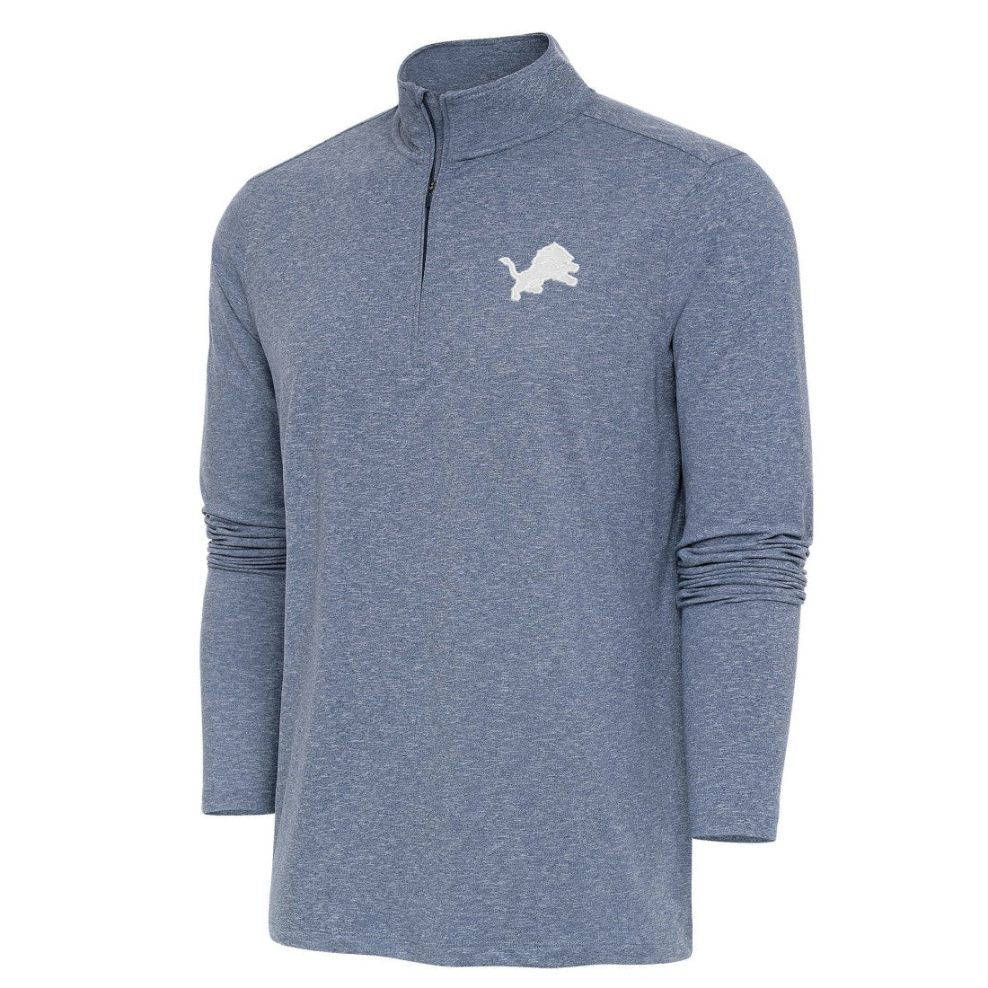 Detroit Lions Antigua Hunk Quarter-Zip Pullover Top - Heather Navy discount