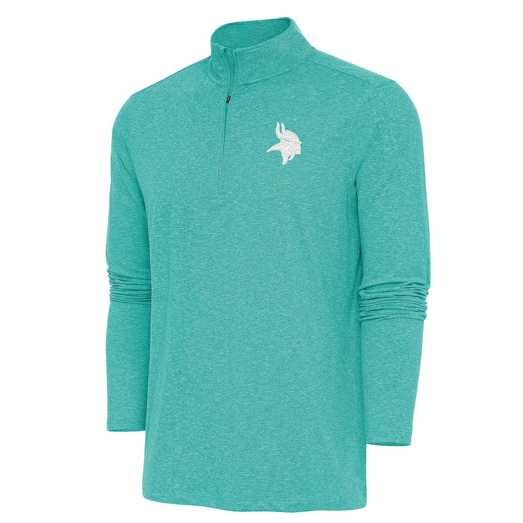 Minnesota Vikings Antigua Hunk Quarter-Zip Pullover Top - Heather Aqua for sale