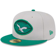 Philadelphia Eagles New Era 2024 Sideline Historic 59FIFTY Fitted Hat - Stone/Kelly Green cheap