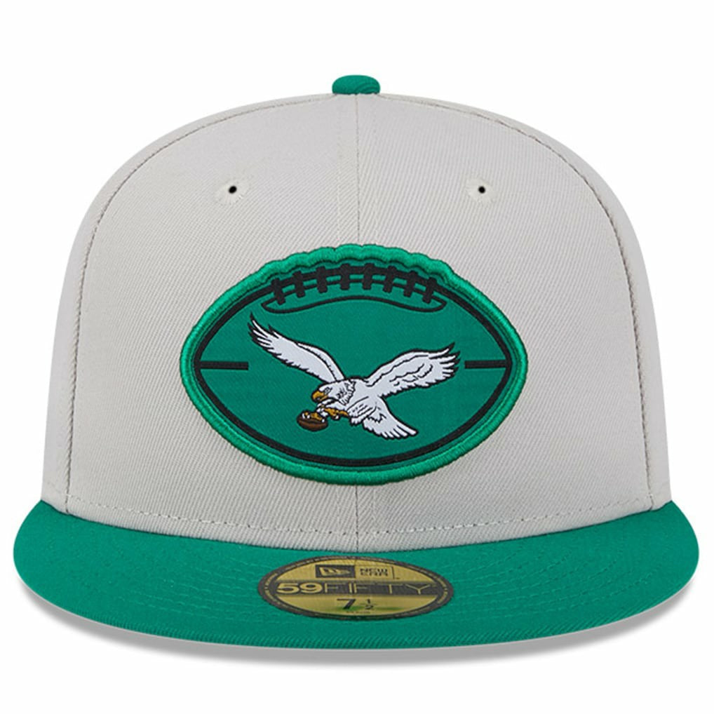 Philadelphia Eagles New Era 2024 Sideline Historic 59FIFTY Fitted Hat - Stone/Kelly Green cheap