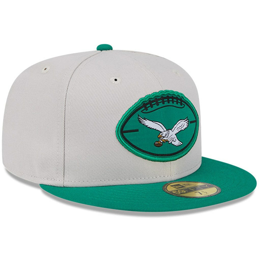 Philadelphia Eagles New Era 2024 Sideline Historic 59FIFTY Fitted Hat - Stone/Kelly Green cheap