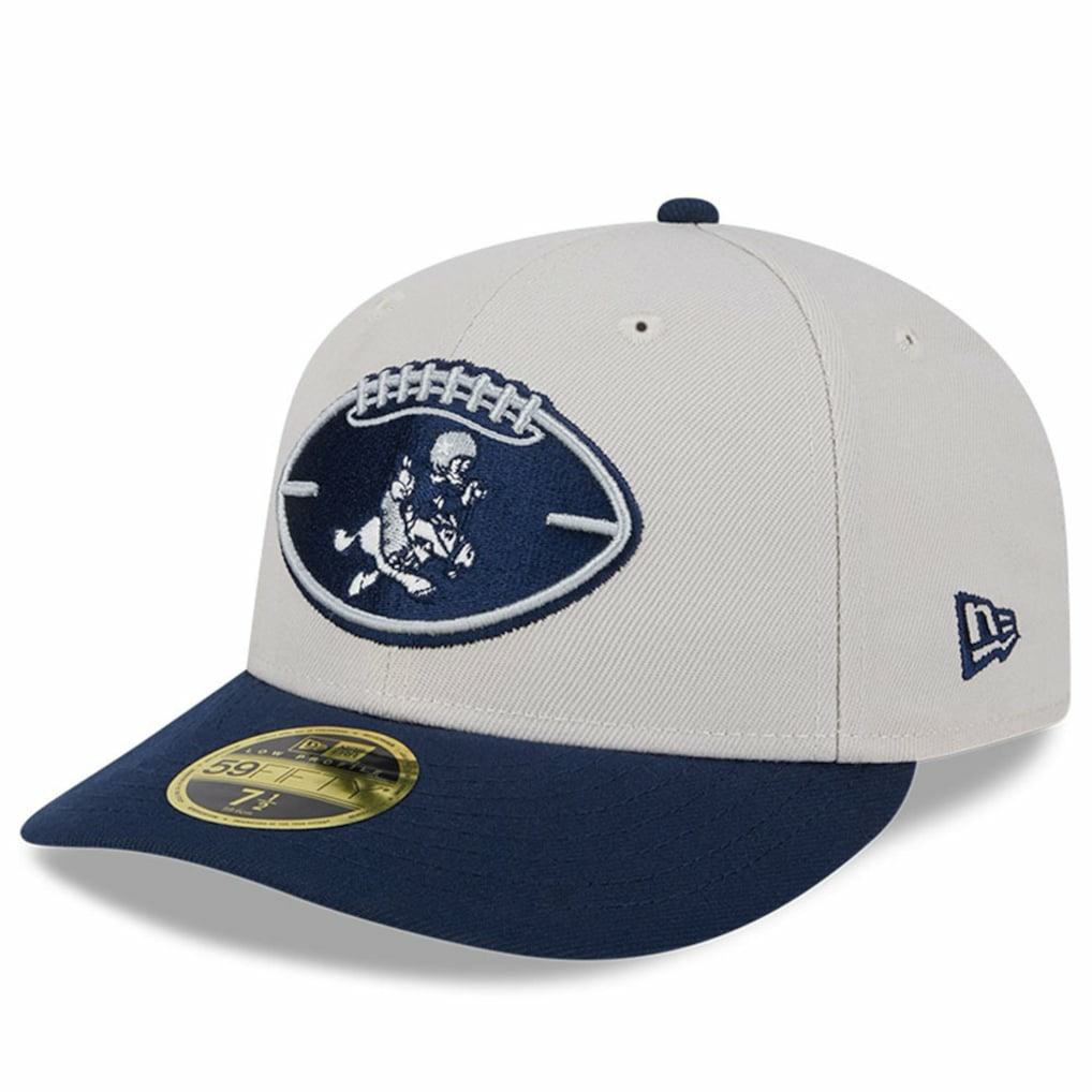Dallas Cowboys New Era Male 2024 Sideline Historic Low Profile 59FIFTY Fitted Hat - Stone/Navy for sale