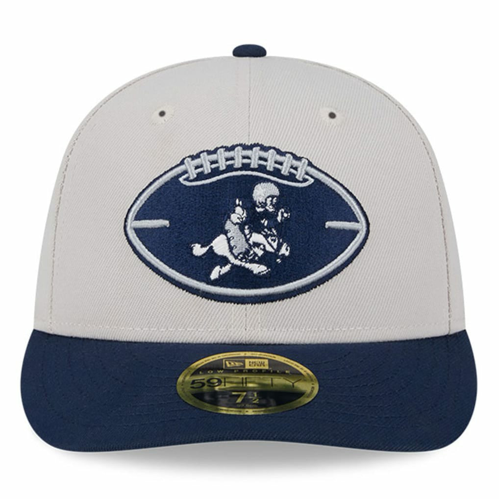 Dallas Cowboys New Era Male 2024 Sideline Historic Low Profile 59FIFTY Fitted Hat - Stone/Navy for sale