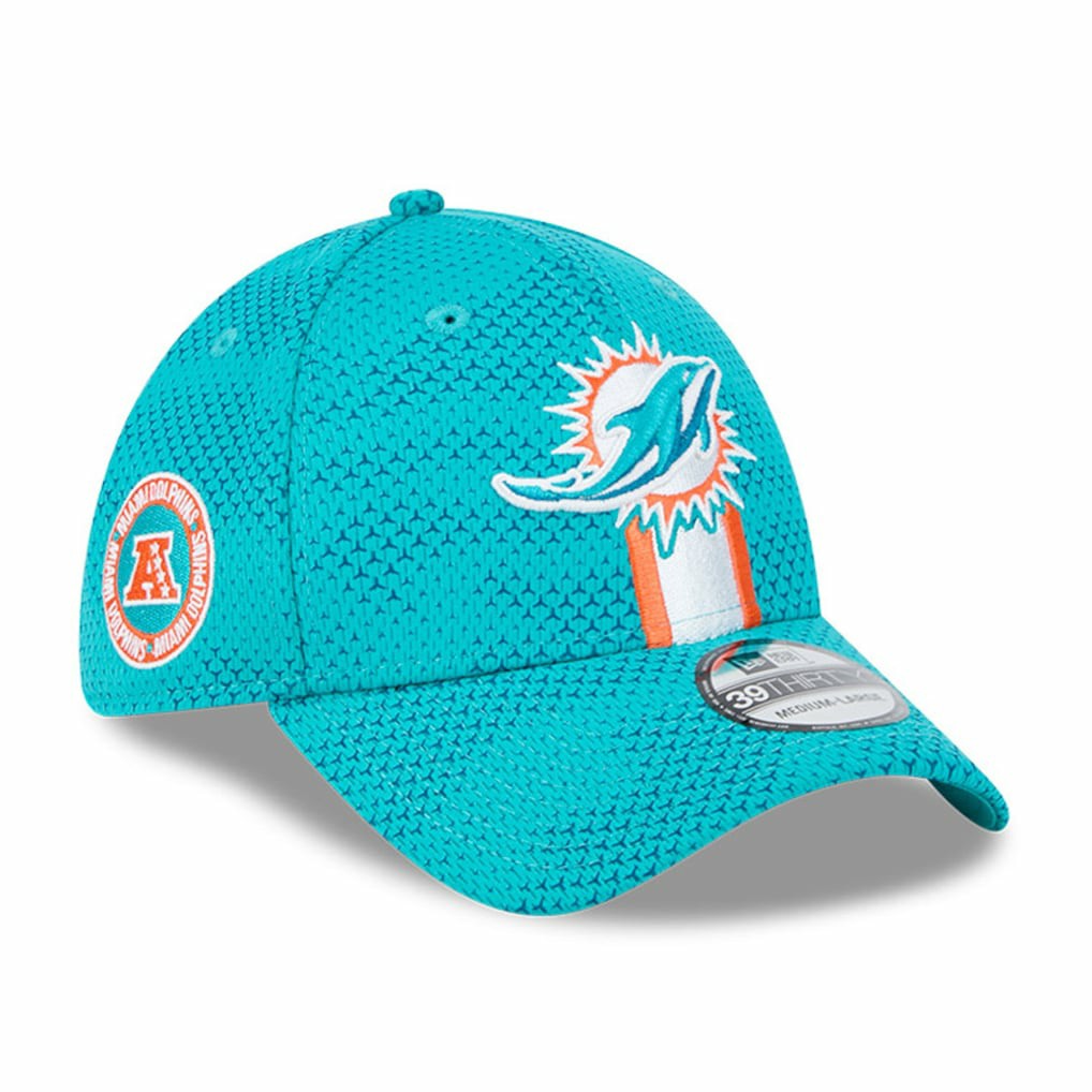 Miami Dolphins New Era 2024 Sideline 39THIRTY Flex Hat - Aqua cheap