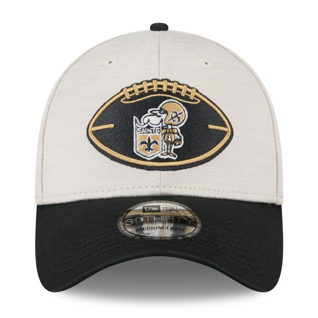 New Orleans Saints New Era 2024 Sideline Historic 39THIRTY Flex Hat - Stone/Black discount